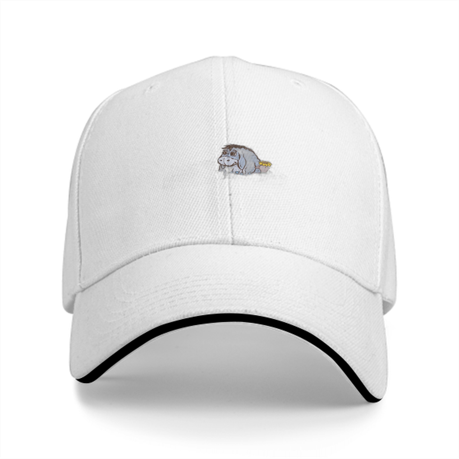 Black Baseball Cap With Small Eeyore Donkey Embroidery