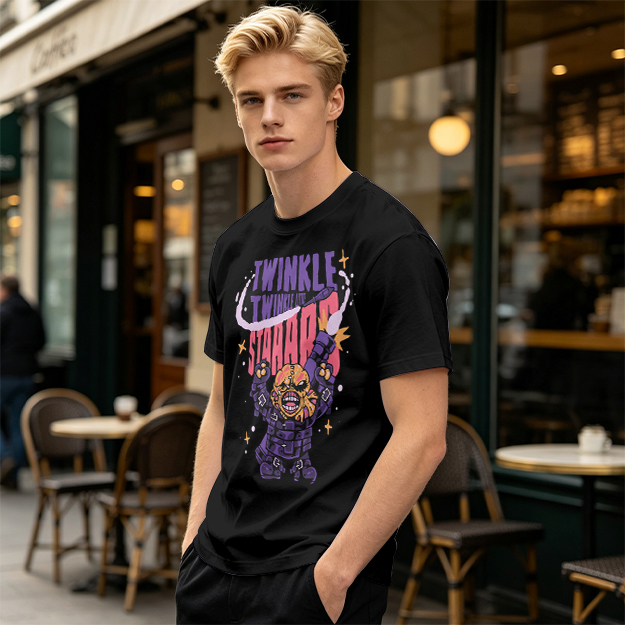 Olive T-shirt with Twinkle Twinkle Starrr Monster Graphic Print