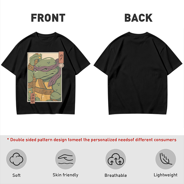 Olive T-shirt with Ukiyo-e style Donatello graphic print