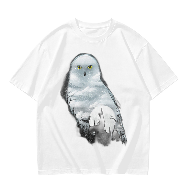 Olive Green T-Shirt With Snowy Owl Graphic Print