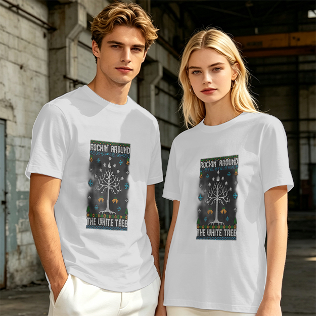Rockin Around The White Tree Ugly Christmas T-Shirt