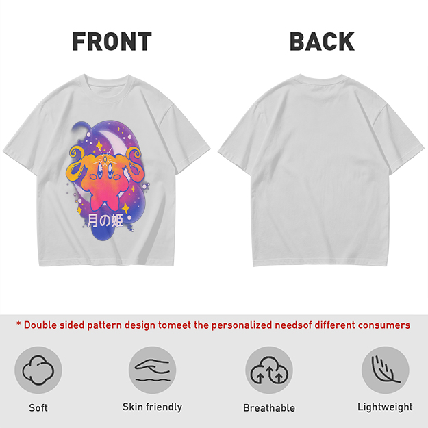 Olive t-shirt with cosmic cat and moon graphic print