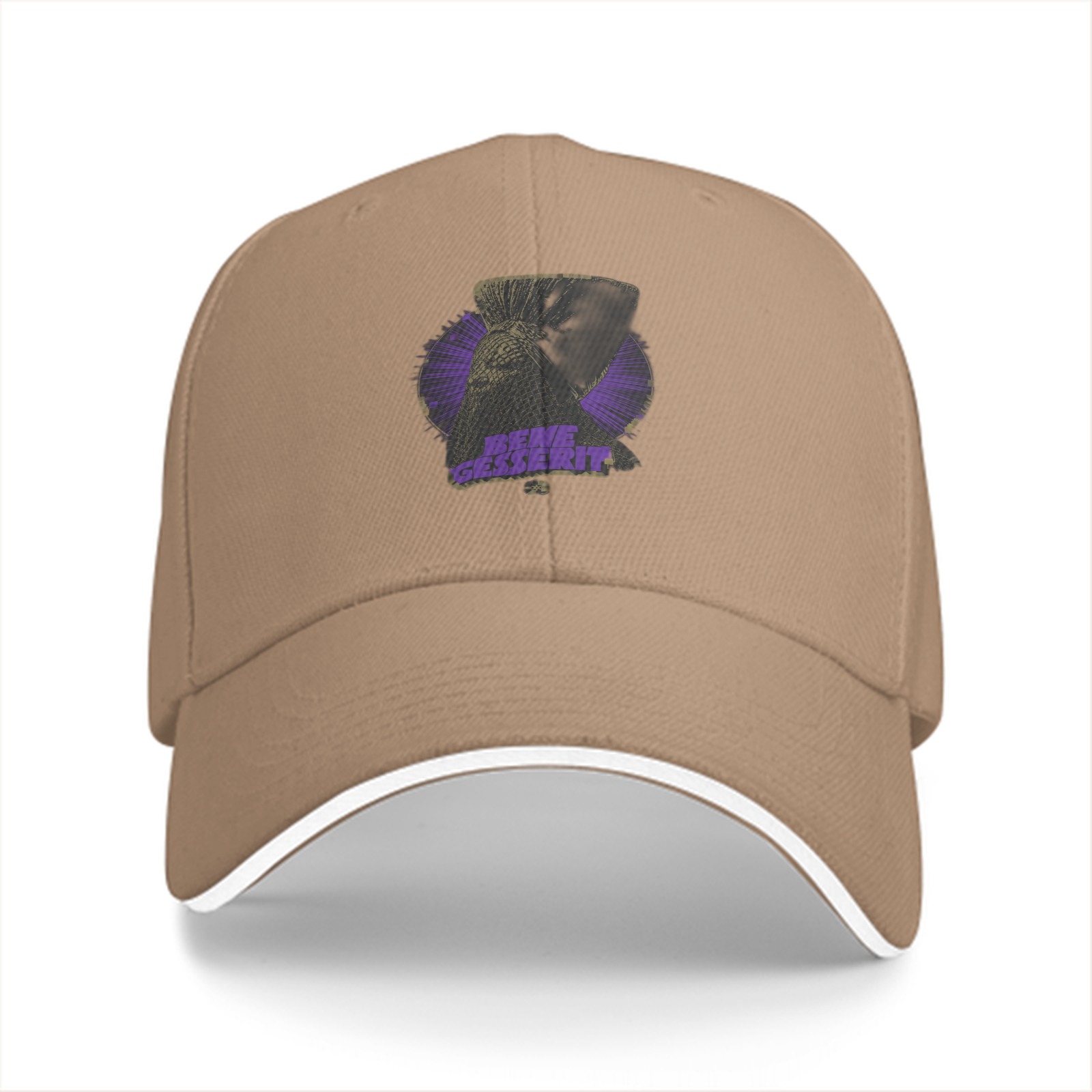Black Baseball Cap With Purple Graphic Print Design