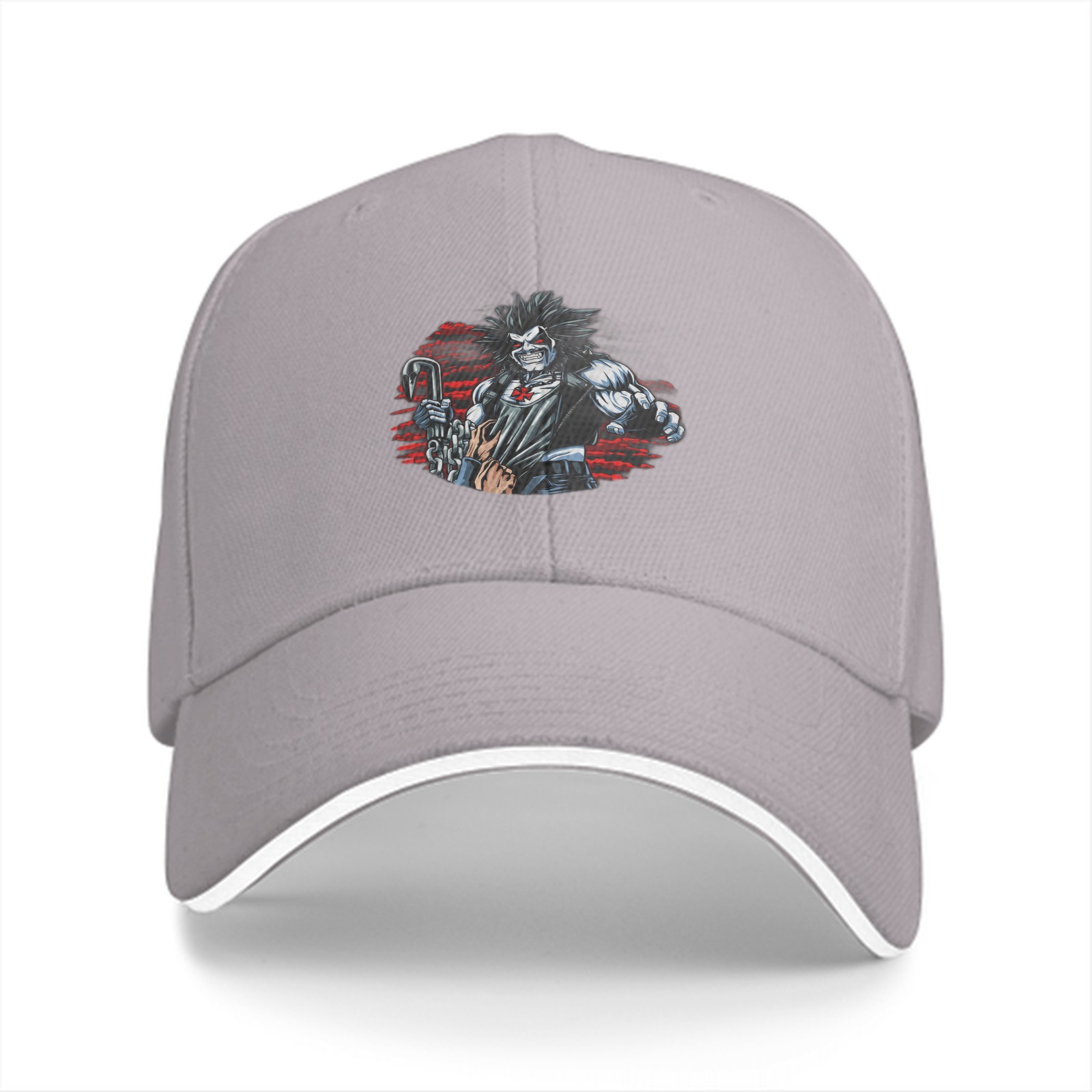 Black Baseball Cap With Fierce Muscular Antihero Graphic Print
