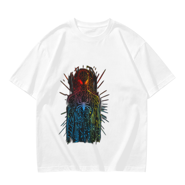 Olive T-Shirt With Abstract Gradient Spider-Man Graphic