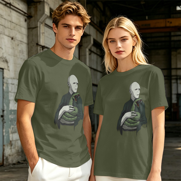 Olive T-shirt with Voldemort and Nagini Graphic Print