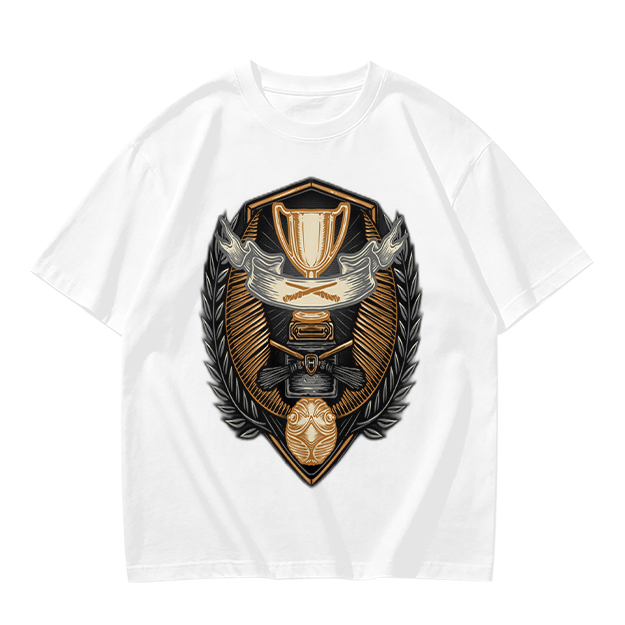 Olive T-Shirt With Detailed Victory Trophy Crest Print