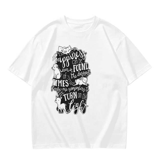Olive t-shirt with happiness quote and animal illustrations