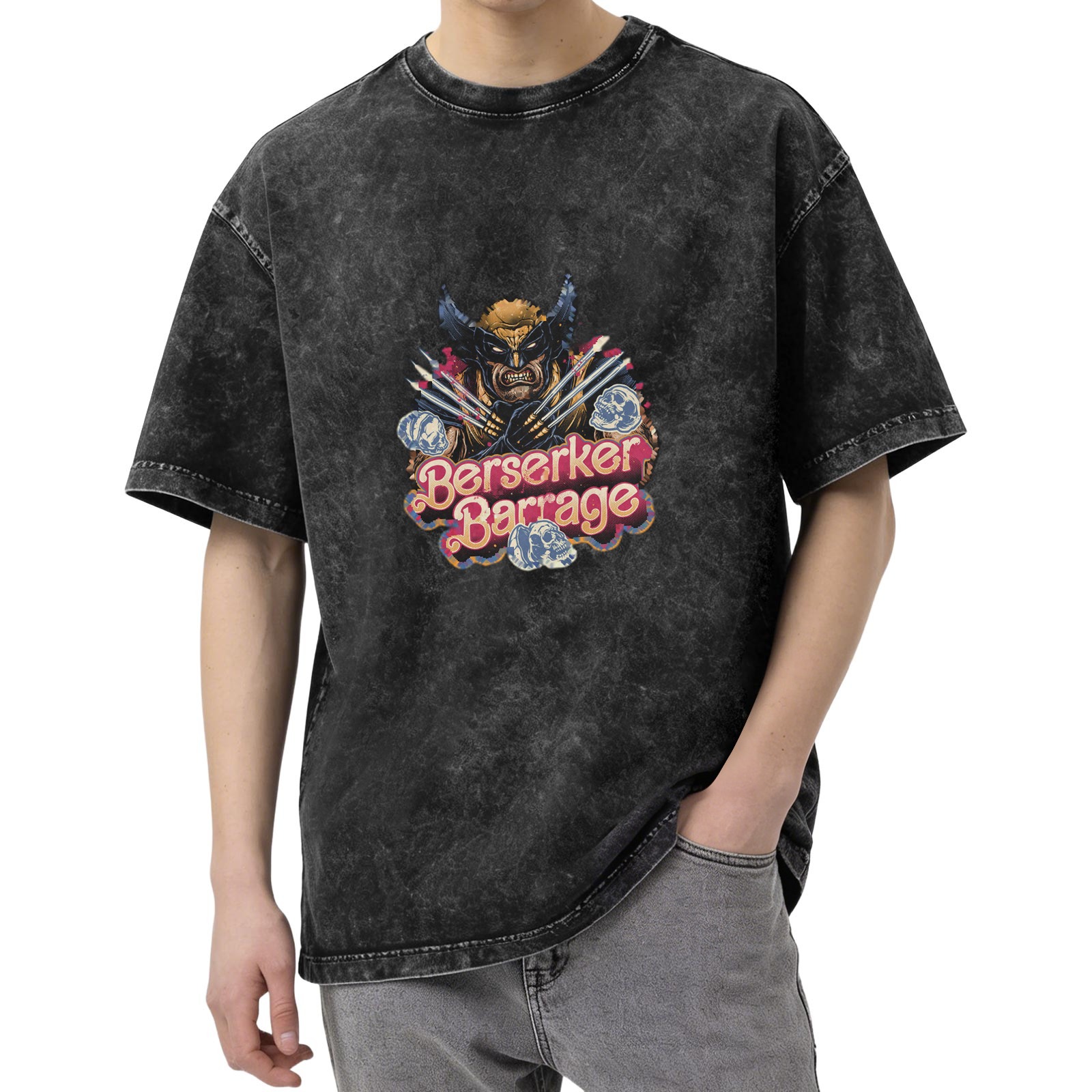 Wolverine Berserker Barrage Graphic Stonewashed Black T-Shirt