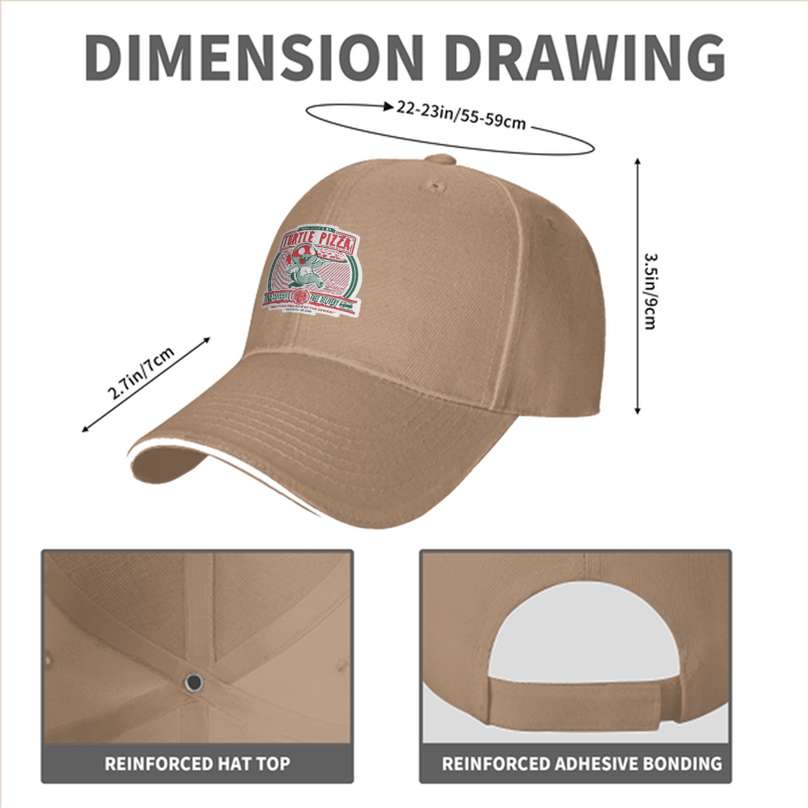 Black Baseball Cap With Turtle Pizza Graphic Print