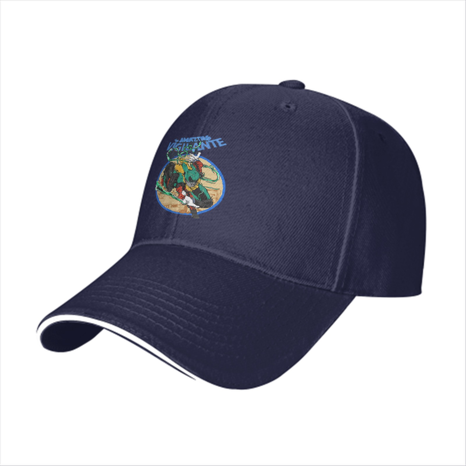 Black baseball cap with vigilante graphic print