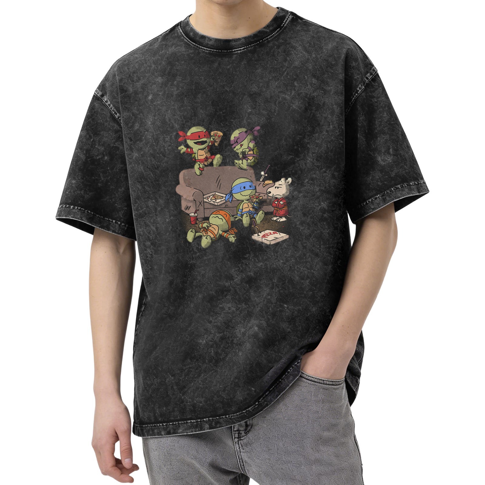 Teenage Mutant Ninja Turtles Pizza Party Vintage Wash Graphic T-Shirt