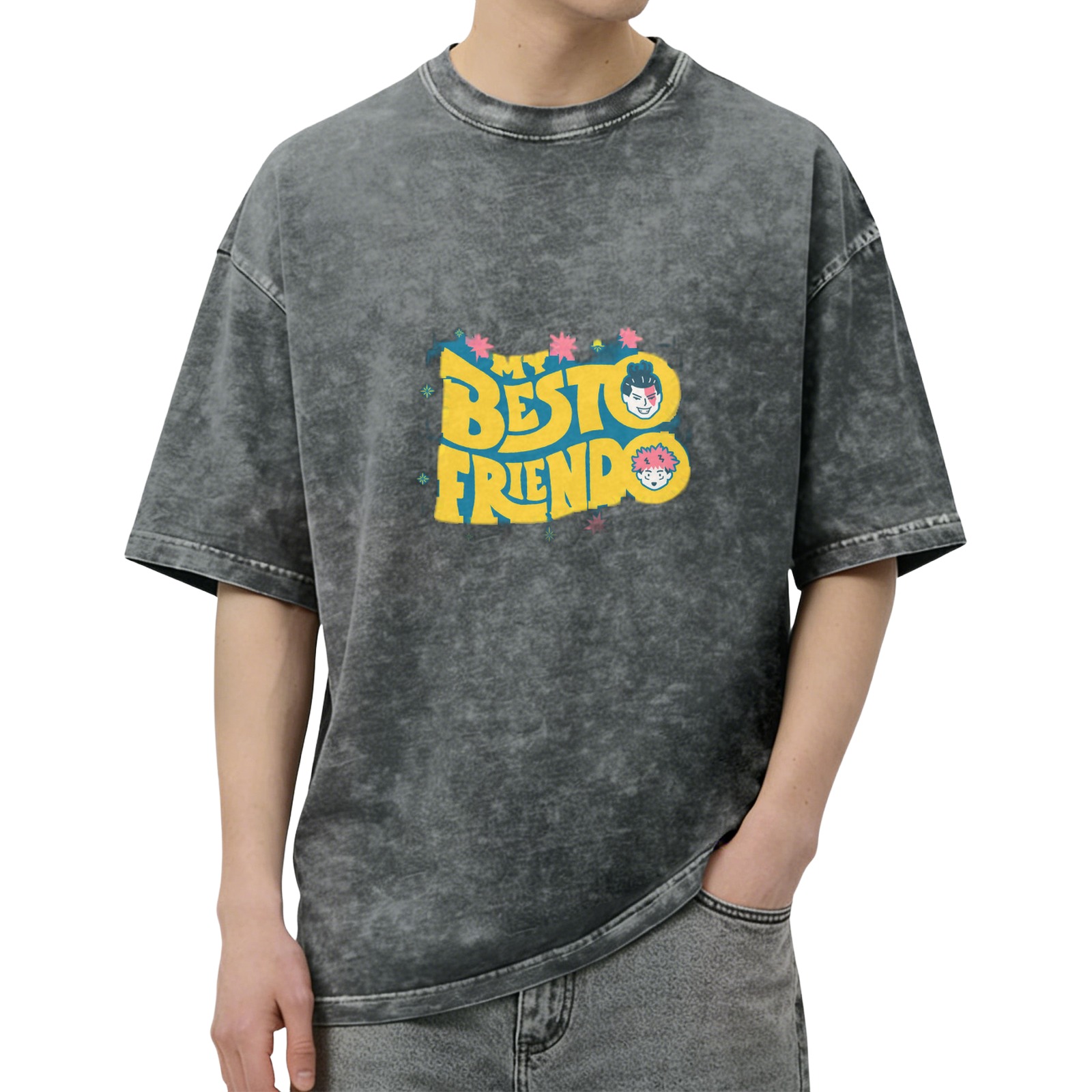 My Besto Friendo Jujutsu Kaisen Anime Graphic Acid Wash T-Shirt
