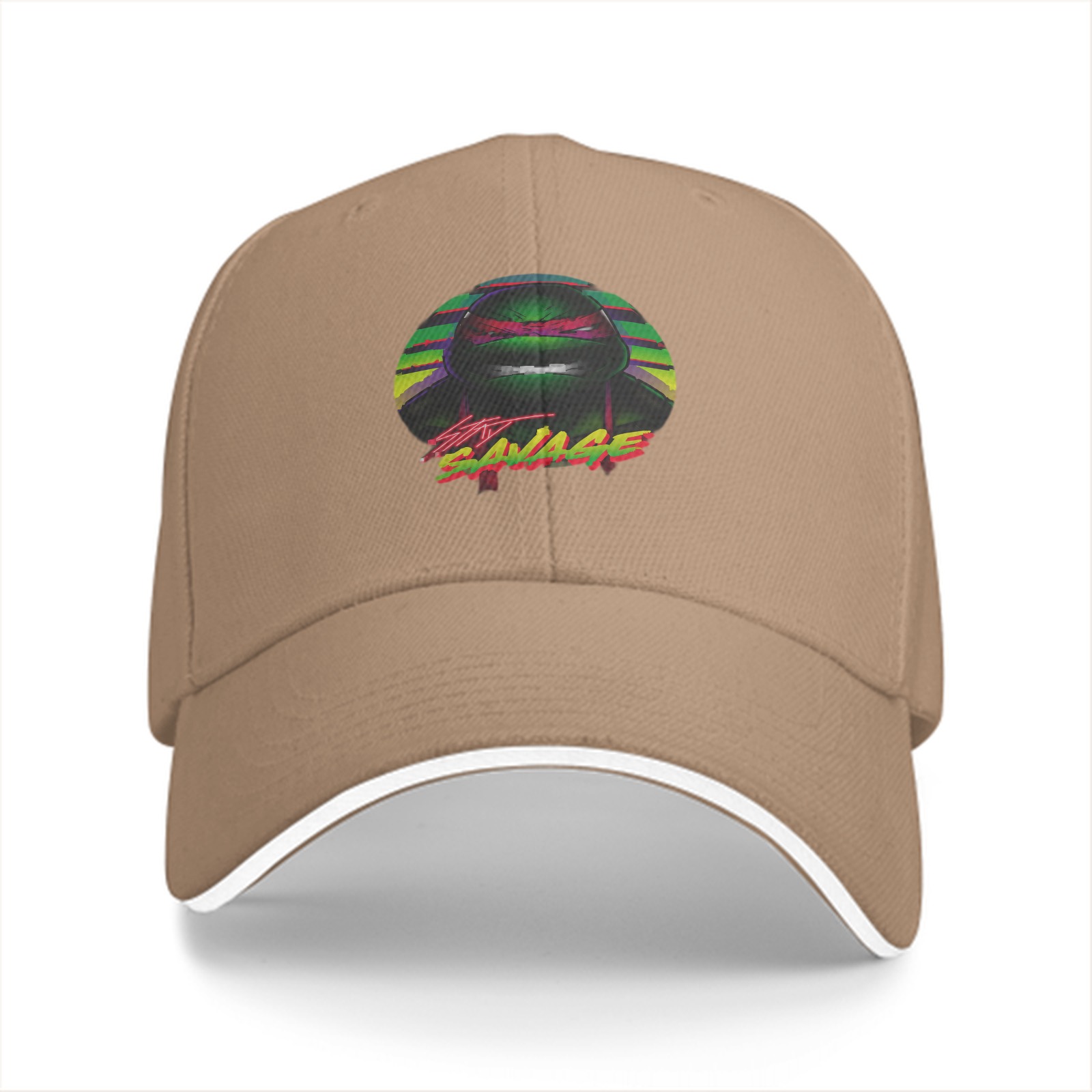 Black Baseball Cap with Ninja Turtle 'Stay Savage' Graphic
