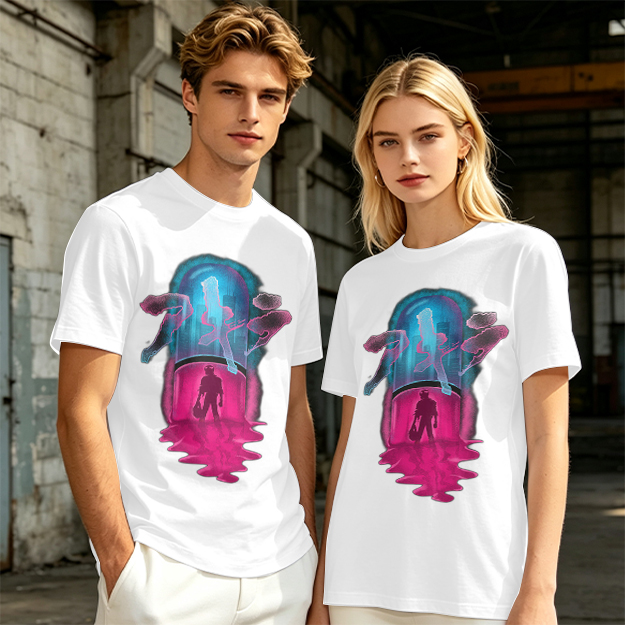 Olive T-Shirt With Neon Capsule Anime Inspired Graphic Print
