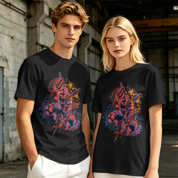 Olive T-Shirt With Stylized Ninja Turtle Warrior Graphic
