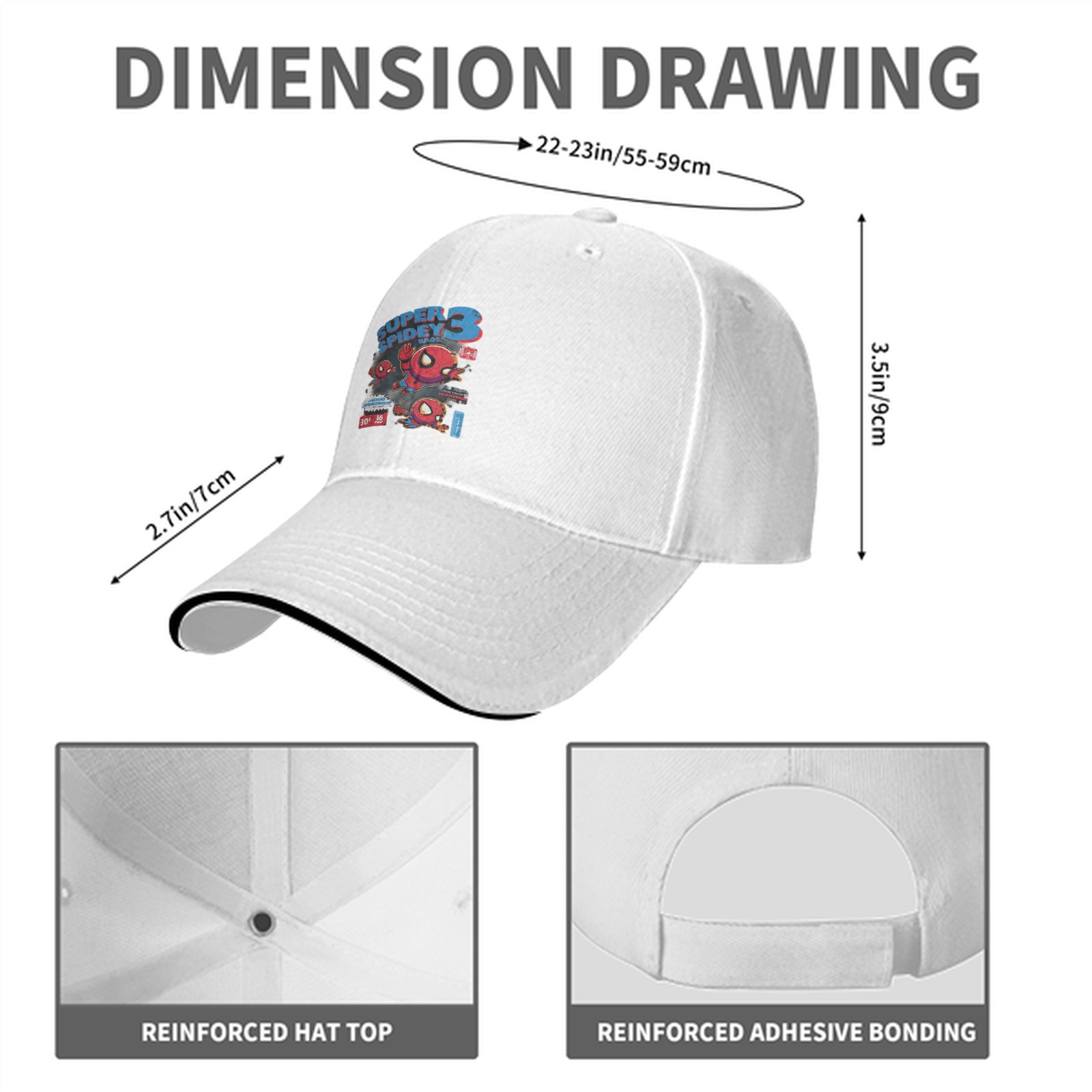Black Baseball Cap With Super Spidey 3 Graphic Print