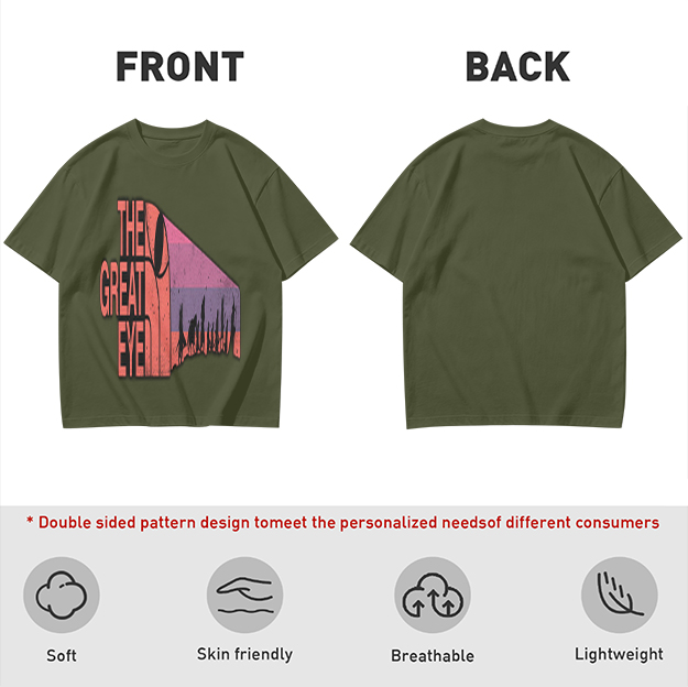 Olive T-Shirt with The Great Eye Sunset Graphic Print