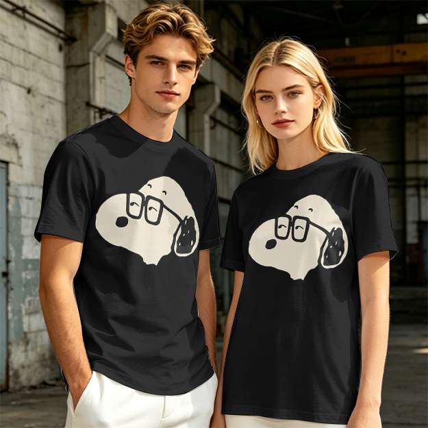 Olive T-Shirt With Snoopy Wearing Glasses Graphic