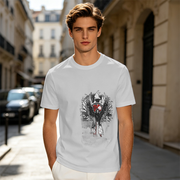 Olive T-Shirt With Winged Warrior Graphic Print