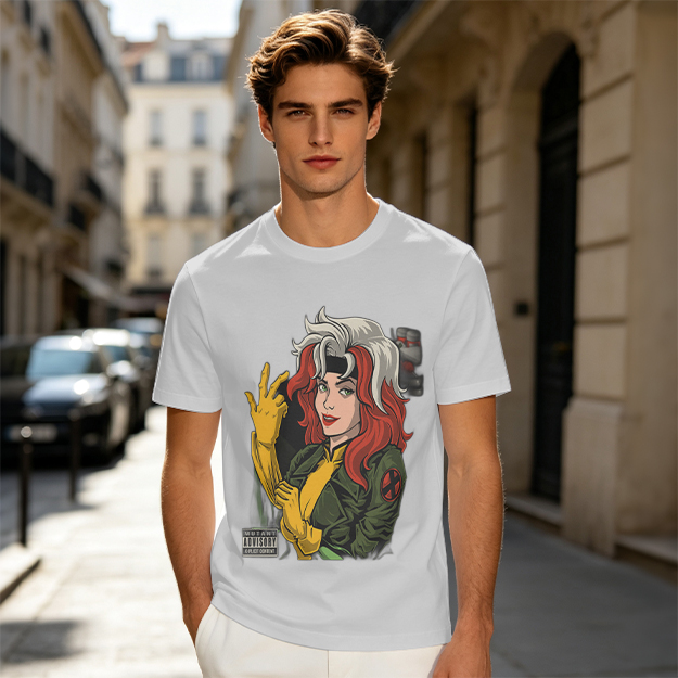 Olive T-shirt with Rogue X-Men Graphic Print