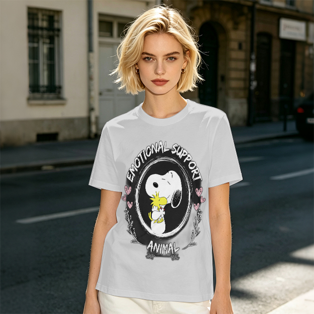 Snoopy and Woodstock Emotional Support Animal Graphic T-Shirt