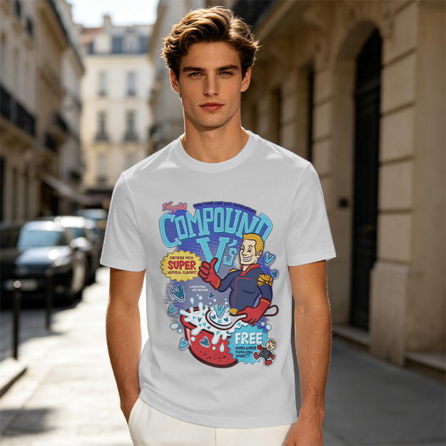 Compound V's Cereal Themed Superhero Graphic T-Shirt