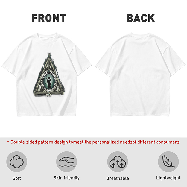 Olive T-shirt with Harry Potter Deathly Hallows Silhouette Print