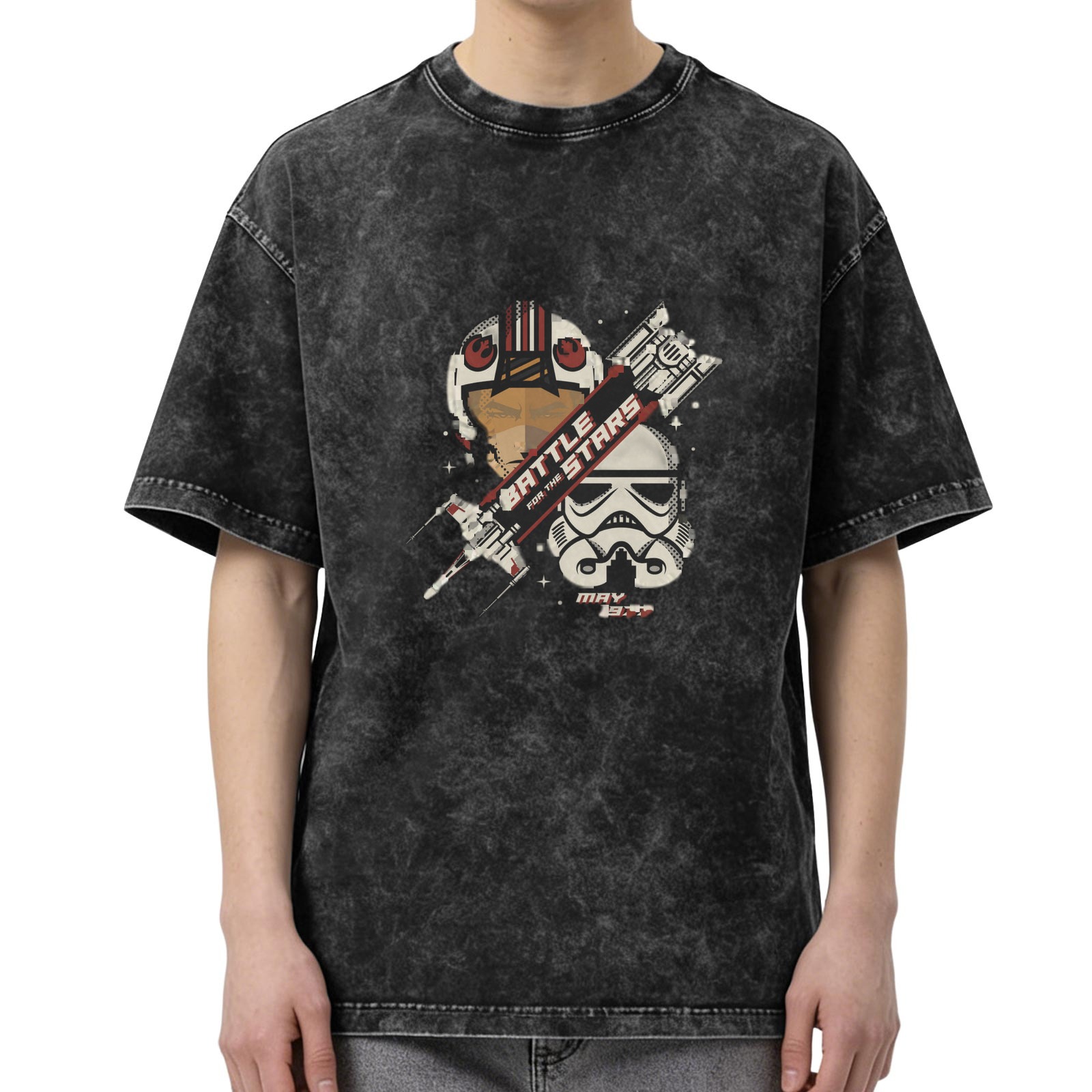 Star Wars Battle For The Stars Graphic Acid Wash T-Shirt