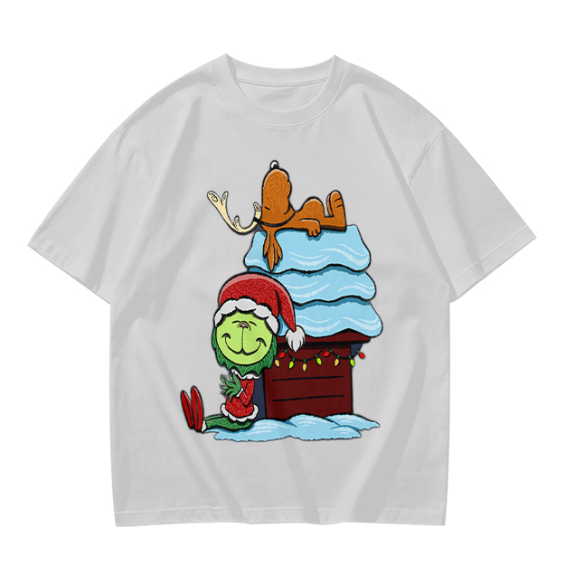 Grinch and Max Christmas Doghouse Graphic T-Shirt