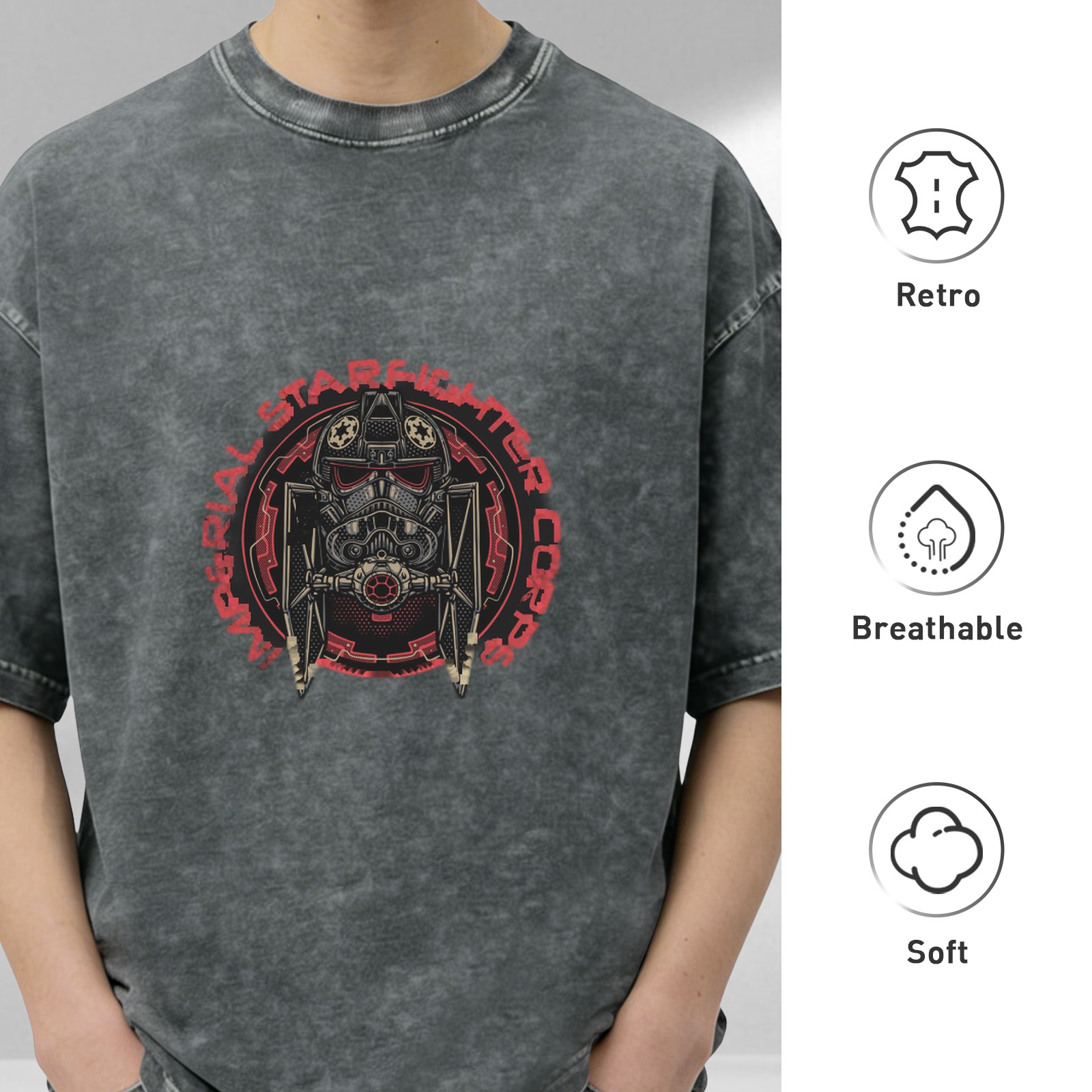 Star Wars Imperial Starfighter Corps Graphic Acid Wash T-Shirt