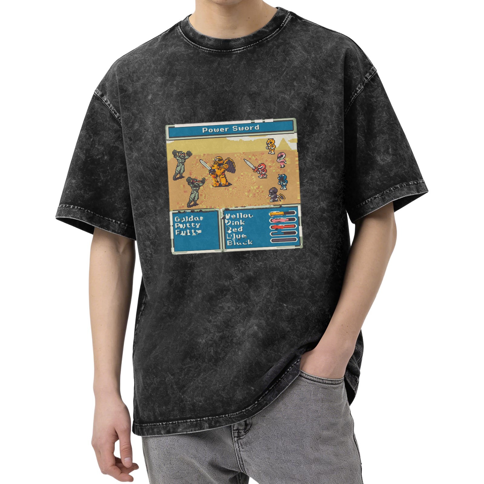 Vintage Power Rangers 8-bit Video Game Graphic T-Shirt