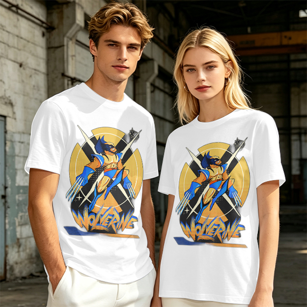 Olive Wolverine Graphic T-Shirt Featuring X-Men Symbol Art