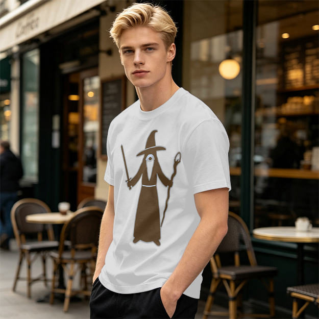 Olive Green T-Shirt With Cyclops Wizard Graphic Print