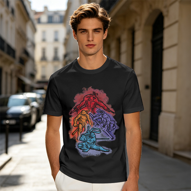 Olive T-shirt with Mutant Ninja Turtles Graphic Print