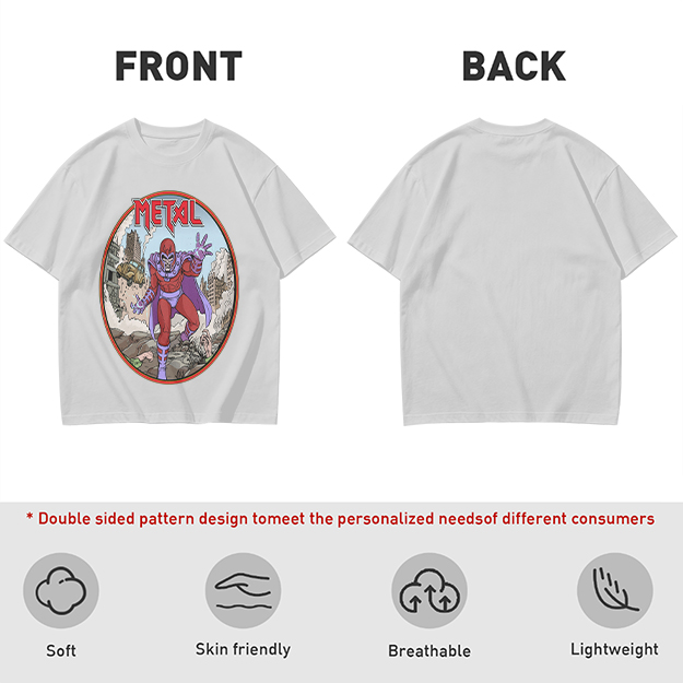 Olive T-shirt with Magneto Metal Comic Art Print