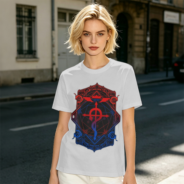 Olive T-Shirt with Fullmetal Alchemist Transmutation Crest Print