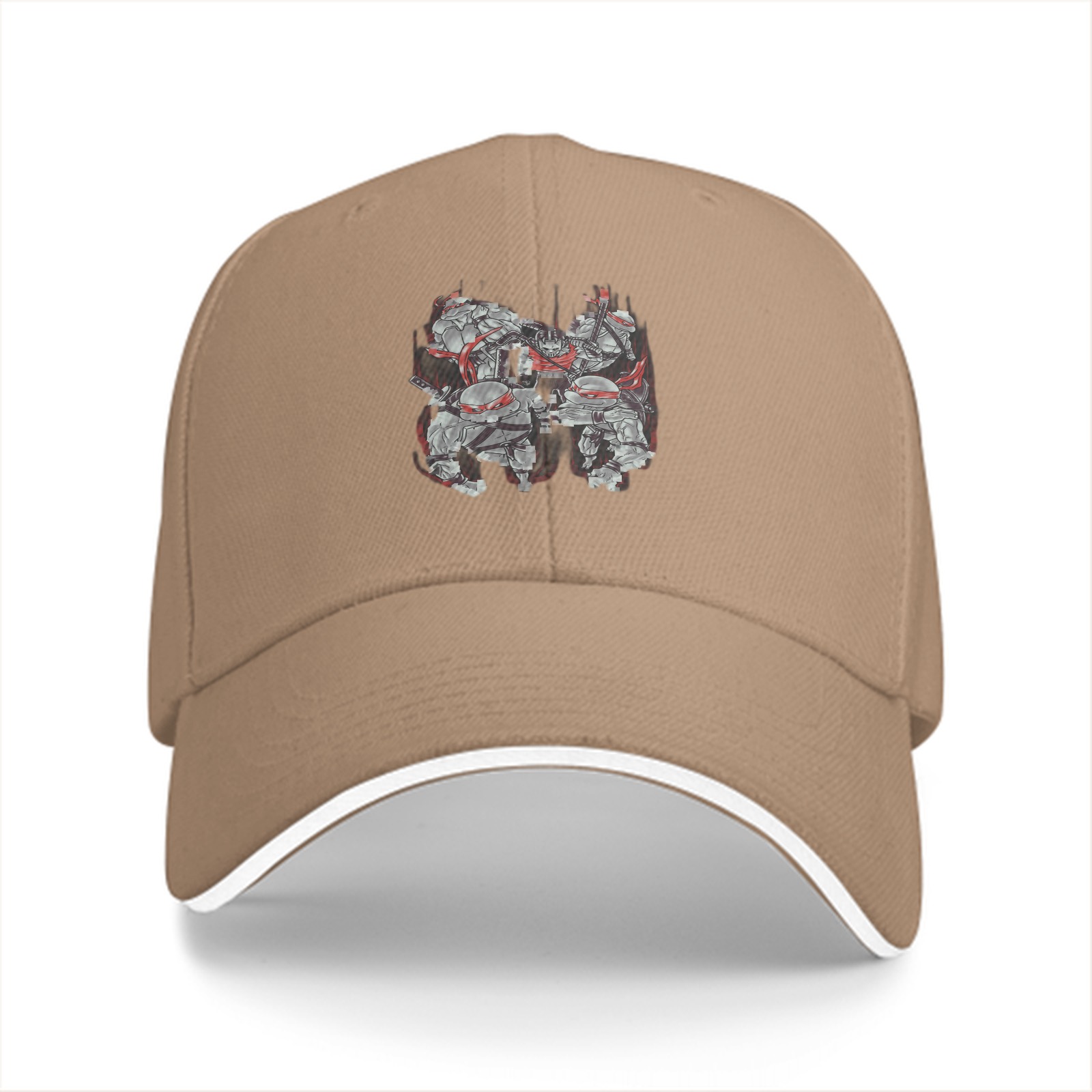 Black Baseball Cap with Ninja Turtles Graphic Print