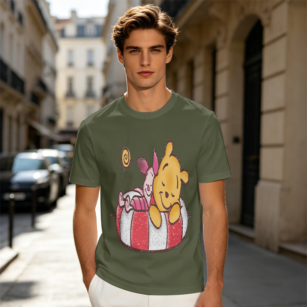 Olive T-Shirt with Wizard and Hobbit Fantasy Art Print