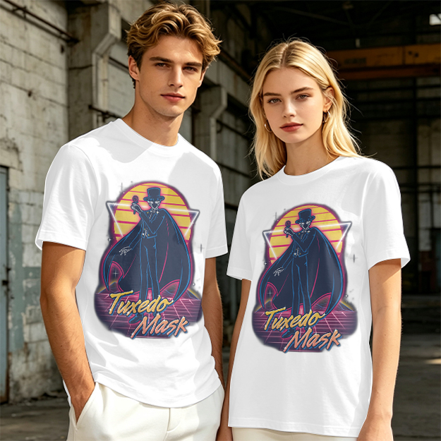 Tuxedo Mask Retro Neon Graphic Olive T-Shirt