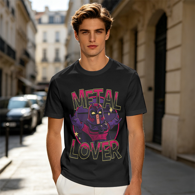 Olive Green T-Shirt with Metal Lover Super Villain Graphic