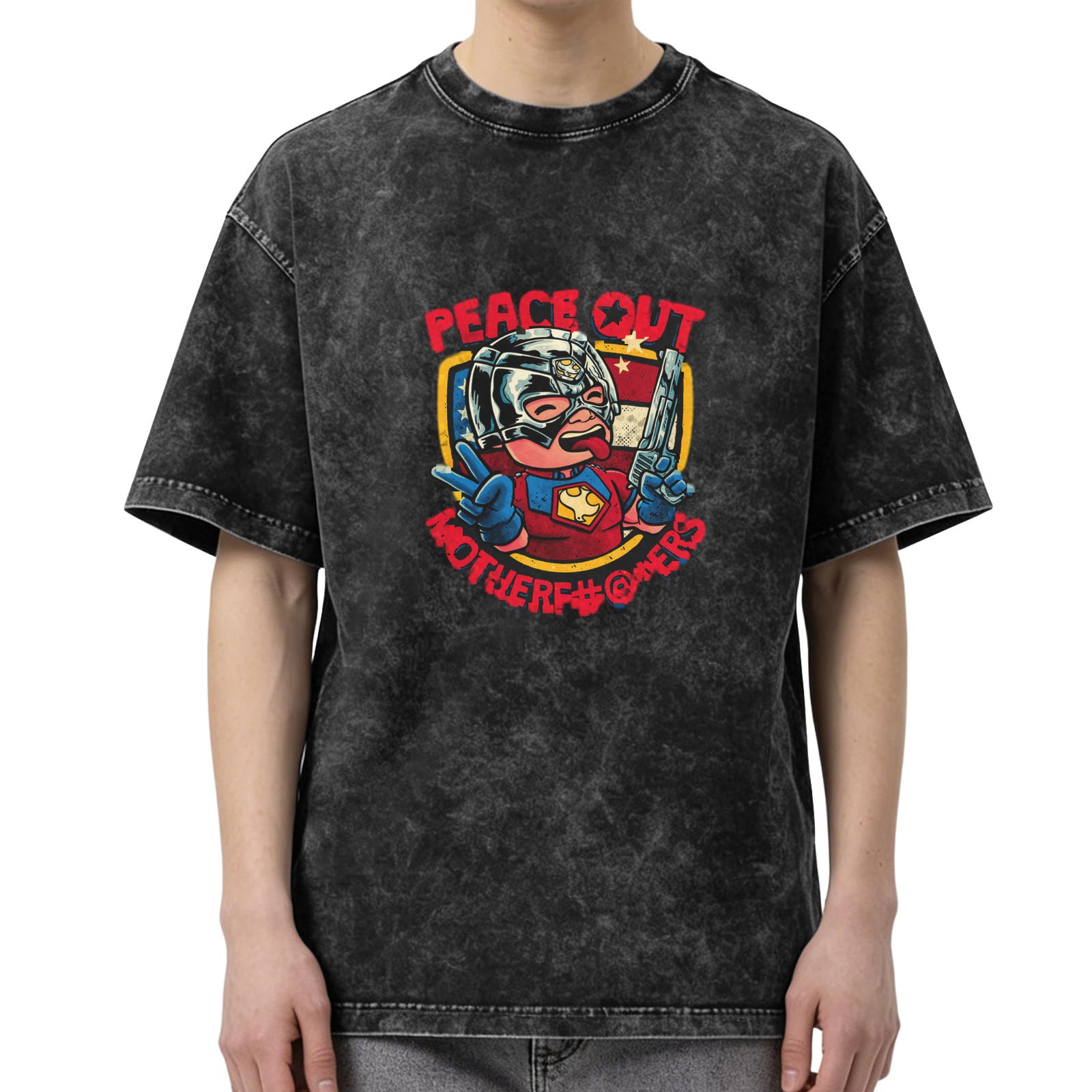 Washed graphic t-shirt with Peace Out Motherf... design