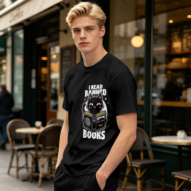 I Read Banned Books Black Cat Graphic T-Shirt