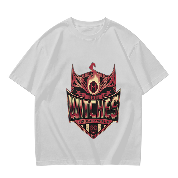 Olive Green T-Shirt With Witches Themed Graphic Print