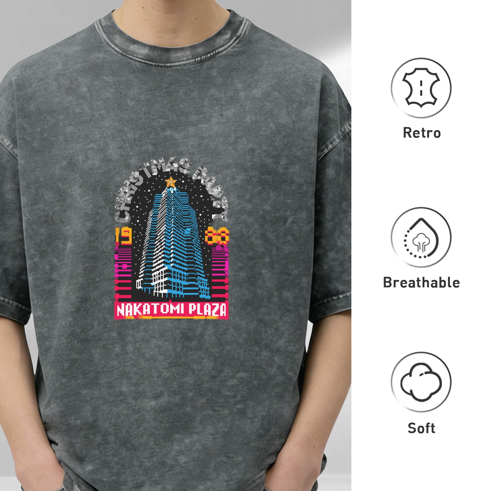 Nakatomi Plaza Christmas Party 1988 Graphic Stonewashed T-Shirt