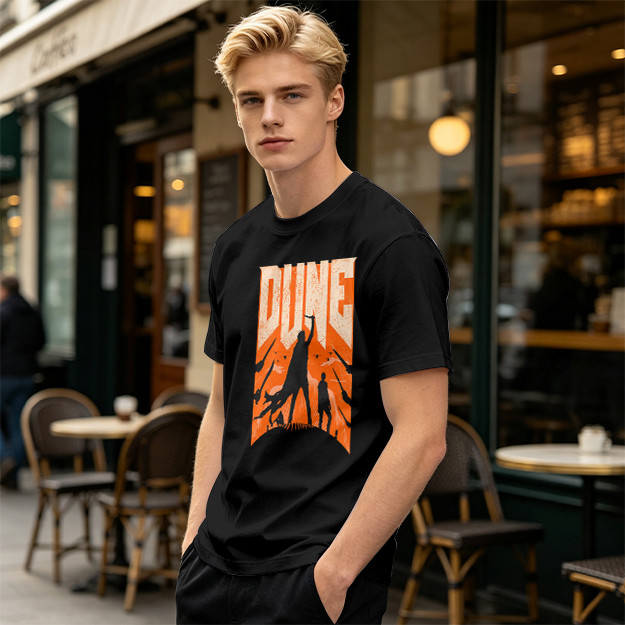 Dune Themed Silhouette Graphic Print Olive T-Shirt