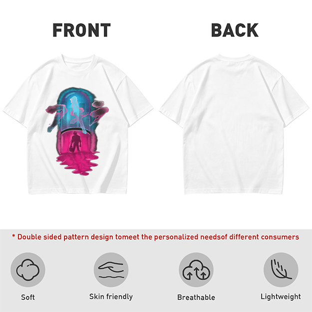 Olive T-Shirt With Neon Capsule Anime Inspired Graphic Print