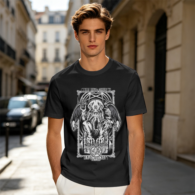 Olive Cthulhu H.P. Lovecraft Graphic T-Shirt