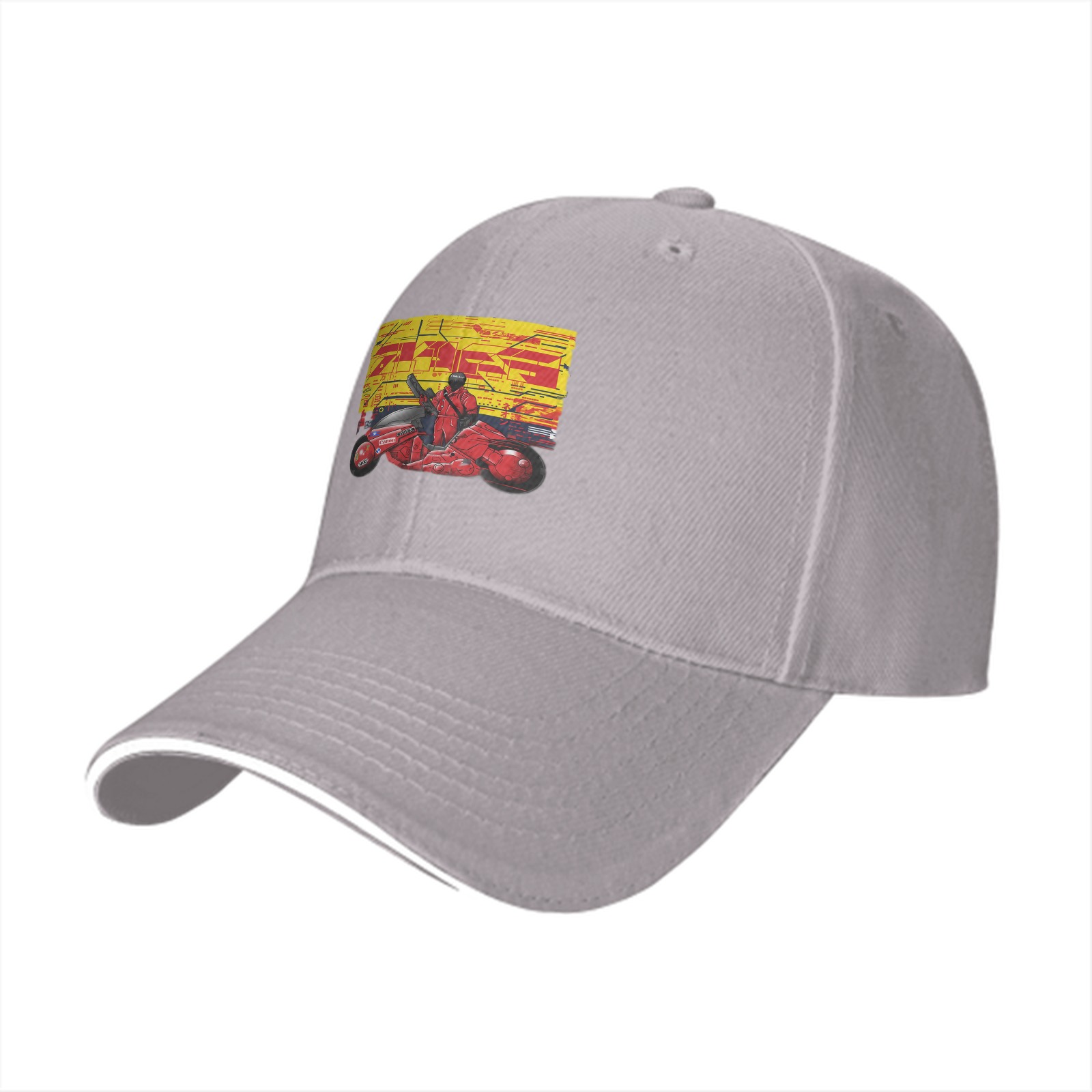 Black Baseball Cap with Anime Motorcycle Rider Graphic