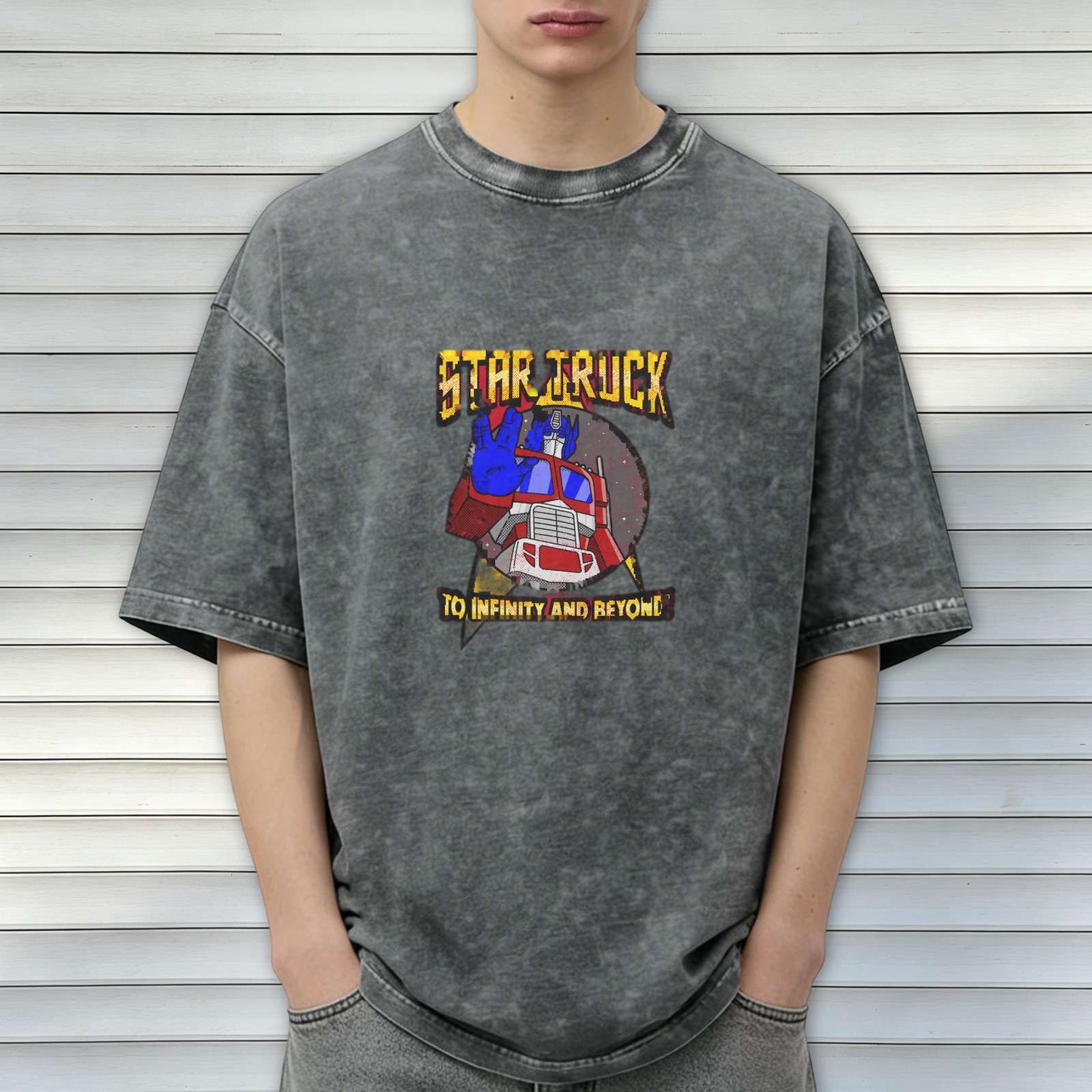 Star Truck To Infinity And Beyond Graphic Acid Wash T-Shirt